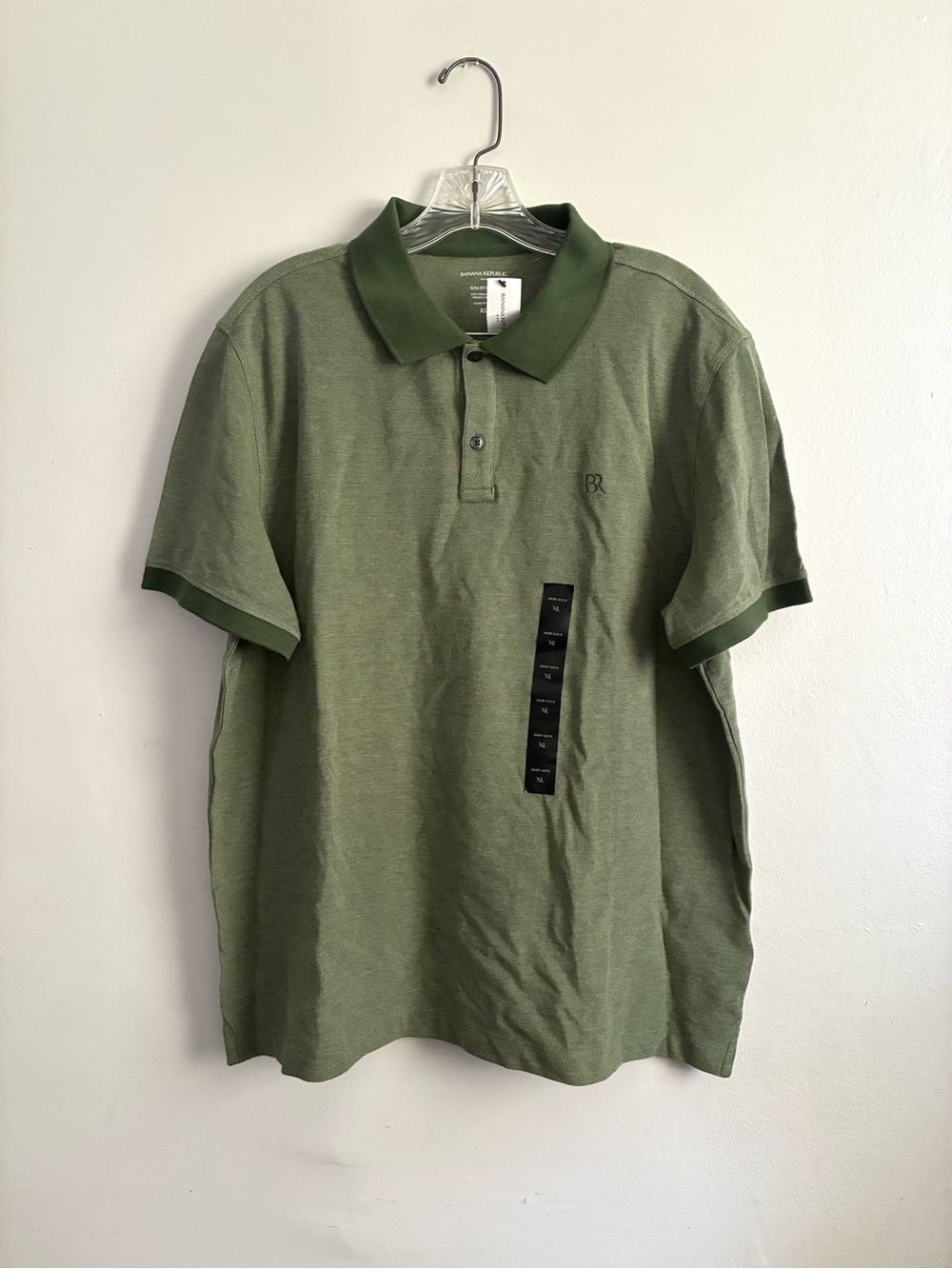 Banana Republic Slim Fit Men's Olive Green Polo Shirt Size XL
